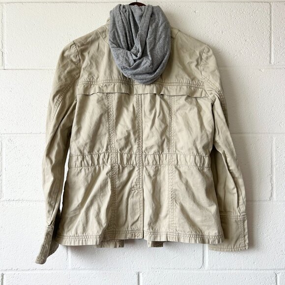 DKNY JEANS Cotton Khaki Zip Up Button Up Hooded Utility Jacket Women’s Medium - Picture 4 of 6